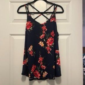 Papermoon navy floral strappy tank top Size 1X NWT